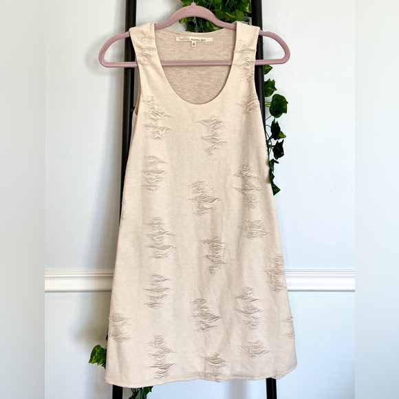 Rachel Roy Distressed Dress, Sleeveless, Khaki/Cream, Size Small - Picture 2 of 16